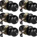 KNOBWELL 6 Pack Privacy Door Knob for Bathroom or Bedroom Door Knobs, Round Interior Door Knobs, Indoor Door Knob, Keyless Black Door Knob with Lock, Door Handle Lock for Interior Doors, Matte Black