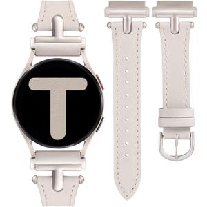 Wearlizer Leather Band Compatible with Samsung Galaxy Watch 7/6/5/4 Band 40mm 44mm/Watch 6 Classic 43mm 47mm/Watch 5 Pro 45mm/Watch 4 Classic 42mm 46mm/Watch 3 41mm/Active 2, 20mm Watch Band Women (Starlight/Starlight Buckle)