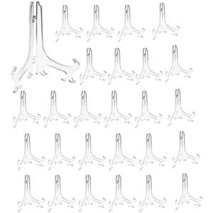 Artliving 5" Clear Plastic Easels or Stand/Plate Holders to Display Pictures or Other Items at Weddings, Home Decoration, Birthdays, Tables (24 Pack)