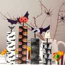 Yerliker 4 Pcs Halloween Wooden Tiered Tray Decor Set Halloween Wood Table Centerpieces Signs Pumpkin Ghost Blocks Signs for Rustic Farmhouse Home Mantle Office Mantel Shelf Desk Decor