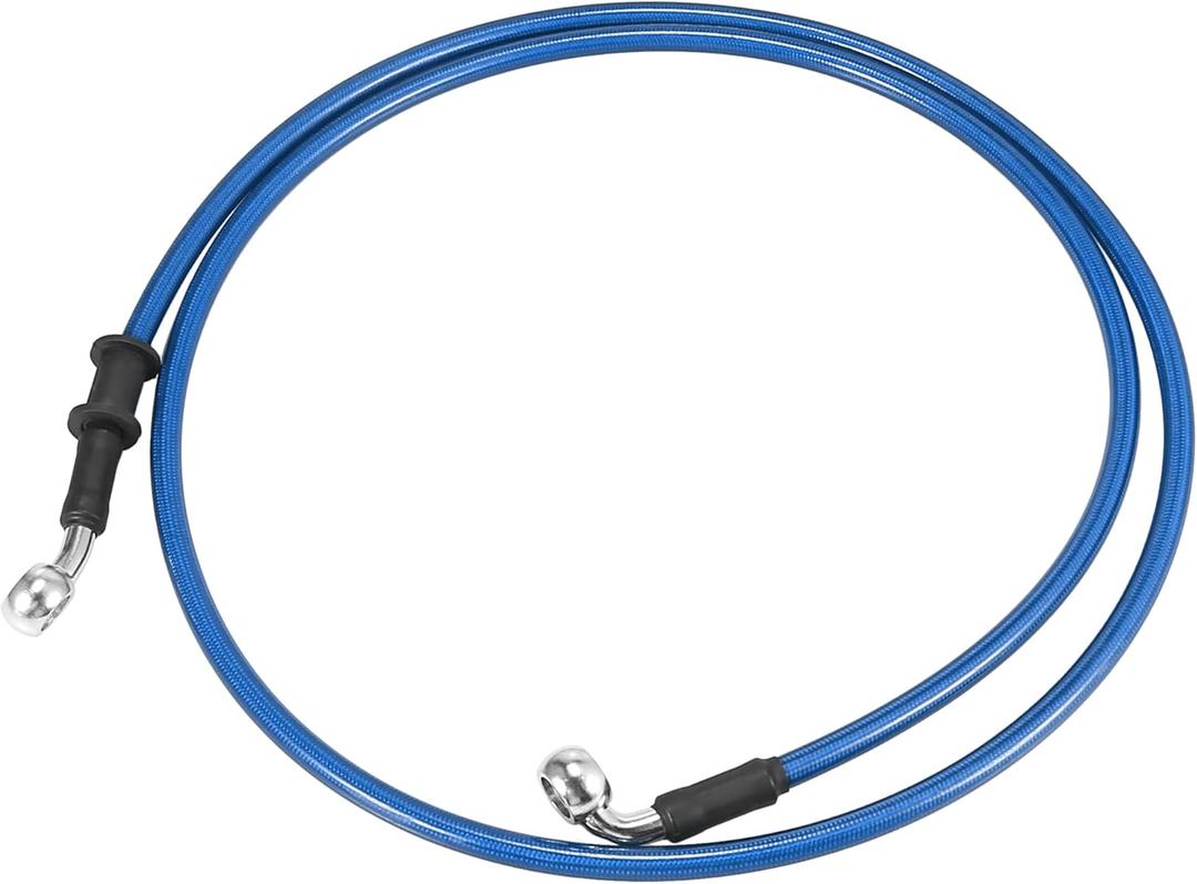 Motoforti Universal 140cm 55.12" Motorcycle Brake Clutch Oil Hose Line Pipe Hydraulic Reinforced Stainless Steel Braided Blue