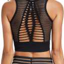 SEASUM Women's Longline Sport Bra Seamless Yoga Crop Top Medium-Low Support Workout Bra (#1 Black), Medium