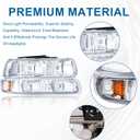 Headlights Assembly for 1999-2002 Chevy Silverado 1500 2500 1500HD 2500HD 3500/2000-2006 Tahoe Suburban 1500 2500 Replacements Headlamp Amber Reflector Chrome Housing
