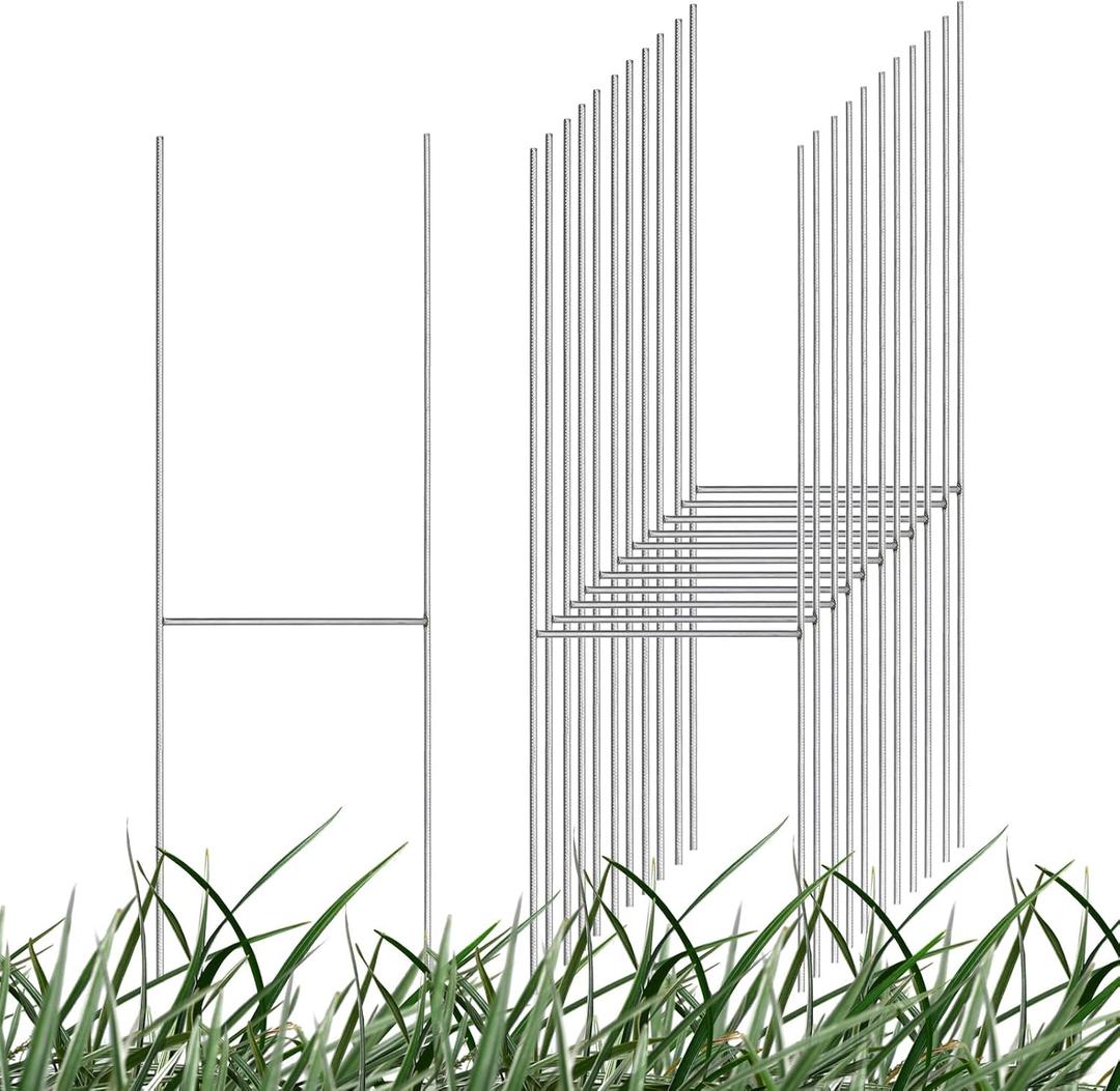 MECCANIXITY Yard Sign Stakes, 15"x6" Metal H Stakes, Lawn Sign Holder, Sign H Frame for Party Yard, Garage Sale, Open House, Real Estate, Guidepost, Pack of 12