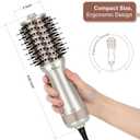 Aima Beauty Small Auto Dual Voltage Hair Dryer Brush Cool Shot Hot Air | Travel 2 Inch Oval Barrel Lift Hair Root Negative Ionic Frizz-Free Straightening/Volumizing/Detangle/Drying Champagne Silver