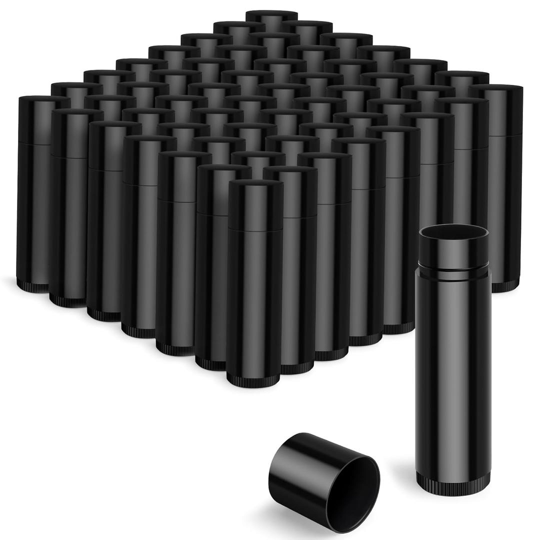 JuLand 100 Packs Empty Lip Balm Tubes Bulk Round BPA Free with Caps for DIY Lipstick homemade, 3/16 Oz (5.5 ml) Leak-Free Empty Lip Balm Containers