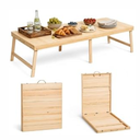 Boho Wooden Folding Picnic Table 80"x30"Low Portable Outdoor Camping Table