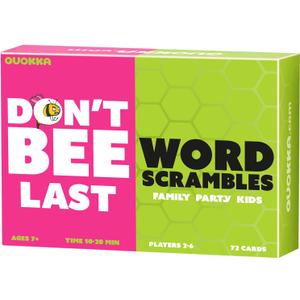 QUOKKA Family Word Games for Adults and Kids - Guess-in-Seconds Fun Spelling Slap Card Game for 2-6 Players - Hilarious Board Game for Family Night Ages 7+ to Make Your Brain Go Bananas