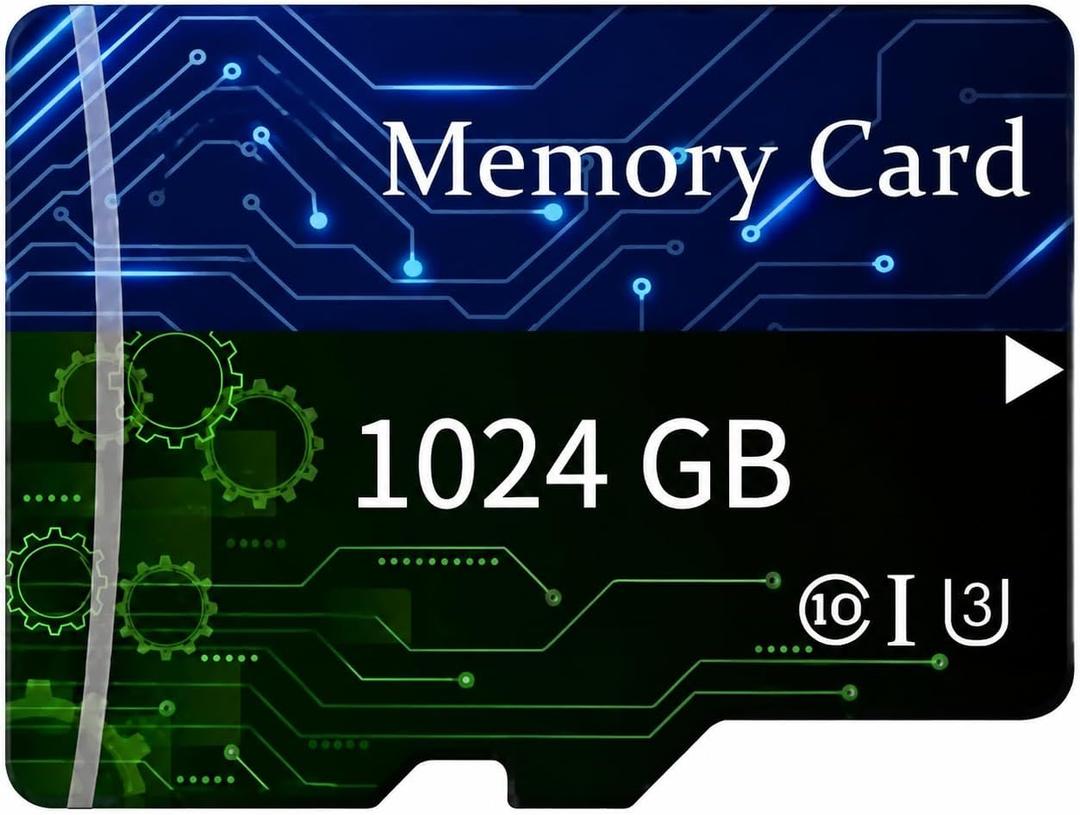 1TBTF SD Card with Adapter, High Speed Memory Card, UHS-I C10 A1 Memory TF Card for Mobile Phone/Camera/Car Audio/Game Console/Tablet