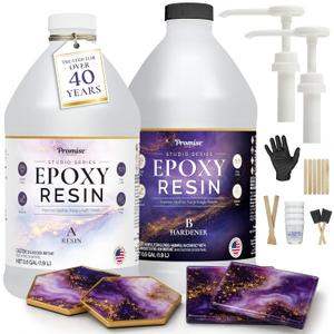 Studio Series Epoxy Resin Kit 1 Gallon for Resin Arts &Crafts | Epoxy Resin for Artist - Crystal Clear, UV Resistant, Easy Bubble Release, Low Viscosity for Art, Jewelry, Coasters & Molds