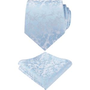 Alizeal Mens 3.15inches Rose Pattern Necktie with Floral Handkerchief Set