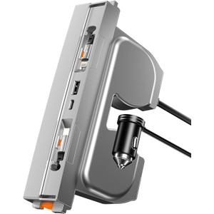 Fasgear 2026/2025 Model Y Juniper USB Hub Tesla 2024 Model 3 Highland Docking Station 4-Ports Center Console Interior Accessories, Retractable 80cm Fast Charging Cable for iPhone 16/15/13, Silver