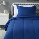 Amazon Basics 2 Piece Soft Microfiber Kids' Comforter and Pillow Sham Set, Twin, Navy, Solid