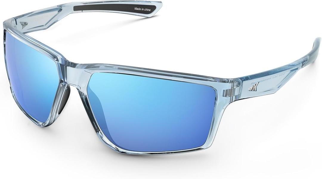KastKing Osage Polarized Sport Sunglasses for Men and Women, Ideal for Driving Fishing Cycling Running, UV Protection (Frame: Gloss Tal Light Blue /Lens: Ice Blue Mirror)