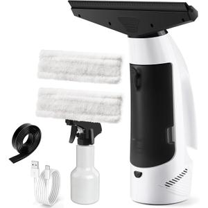 Window Vacuum Squeegee Cordless, Handheld Window Vac with Multi-Purpose Spray Bottle & Microfiber Cloth, Electric Cleaning Tool for Windows, Tiles, Mirror, Countertop, Car Windshield