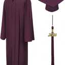 CLERKMANS Unisex Matte Graduation Cap Gown Tassel Package, High School and University, Size 45