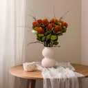6Pcs 23inch Artificial Flowers Fake Fall Banksia Flower Orange Long Stem Autumn Faux Banksia Flowers Floral Arrangements for Home Bedroom Table Wedding Party Boho Decor
