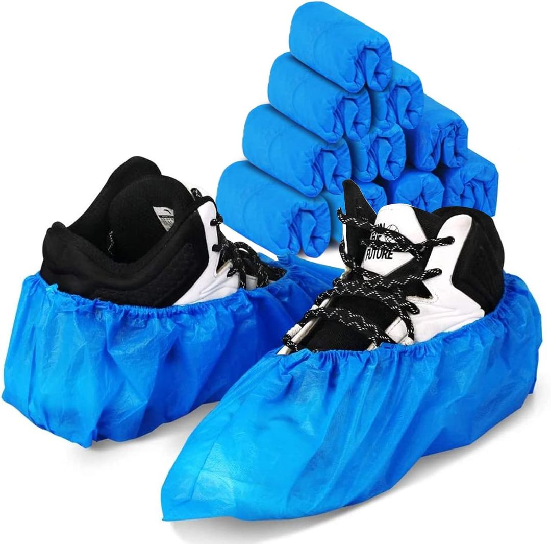 Green Convenience Shoe Covers Disposable Boot Cover Waterproof, Dust proof, 100 Pack(50 Pairs),The Size Fit Most, Non-slip, Blue, Protect Your Shoes, Floor, Carpet