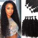 Kinky Curly I Tip Hair Extensions Human Hair Cold Fusion Stick I Tip Hair 18 Inch 100% Remy Hair ExtensionsCold Fusion Tipped Extensions for Women Curly Pre Bonded Microlinks Hair Extension 50G (#1B-KC)