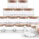 Thick Candle Jars for Making Candles 16 Pcs, 4 OZ Empty Jars with Wood Lids for Candle Making, Sample Container - Dishwasher Safe,Clear