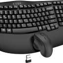 Wireless Keyboard and Mouse Combo, 2.4G Wave Keys Ergonomic Keyboard with Wrist Rest and 3 Level DPI Advanced Wireless Ergonomic Mouse, Natural Typing for Windows, Mac OS Desktop (Black Graphite)