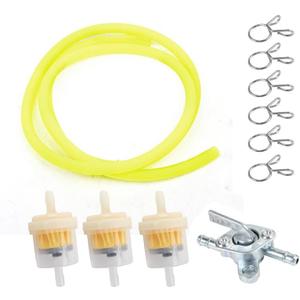 Gas Fuel Line Hose Clamps Fuel Filters with Inline Shut Off Valve Petcock Set for 50cc 70cc 90cc 110cc 125cc 150cc Taotao Coolster Apollo Baja ATV Four Wheeler Dirt Pit Bike(yellow)