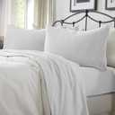 Great Bay Home Cotton Jersey Knit Queen Sheet Set - Ultra-Soft, Stretchy, Heathered Melange White Bed Sheets - Cozy, Soft T-Shirt Sheet & Pillowcase Set