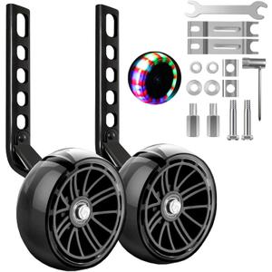 Training Wheels, Wider Flash Kids Bike Training Wheels for 12 14 16 18 20 Inch Single Speed & Variable Speed Bicycle Heavy Duty Rear with Stabilizers Mounted Kit