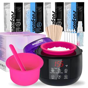 Smart Waxing Kit for Women - Wax Kits for Hair Removal | Auto Keep-Warm Function, 2 Auto Modes (Sensitive/Body), Smart Digital Wax Warmer for Beginner, with 4 Packs wax beads & Tools (Purple)