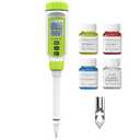 Tadeto Multifunctional Digital pH Meter for Food, High Precision Garden Soil pH Test Kit with LCD / Display for Plant/Solution, Water and Food pH Tester for Meat, Bread, Cheese,Water, Pool (Green)