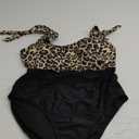 AI'MAGE One Piece Swimsuit Women 2025 Tummy Control Bathing Suits Cutout Scoop Neck Swimwear Push Up Swim Suit (X-Large, Leopard)