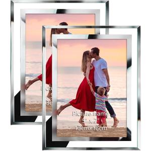 Giftgarden 5x7 Picture Frames Modern 5 by 7 Inch Glass Picture Frame Friends Gifts for 5x7 Photos Display, Pack of 2
