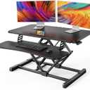 HUANUO Standing Desk Converter, 32 Sit to Stand Desk with Keyboard Tray, Height Adjustable Stand Up Desk Riser for Home Office, Dual Monitor and Laptop Workstation, Black (32 Inch)
