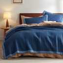 Bedsure Twin Quilt - Lightweight Comforter Twin Size, Corduroy Pattern Bedding Set Bedspread Coverlet, 2-Piece Set with 68"x86" Coverlet & 1 Pillow Sham, Navy Blue, All-Season Soft Microfiber (08 - Navy (Contrast Border))