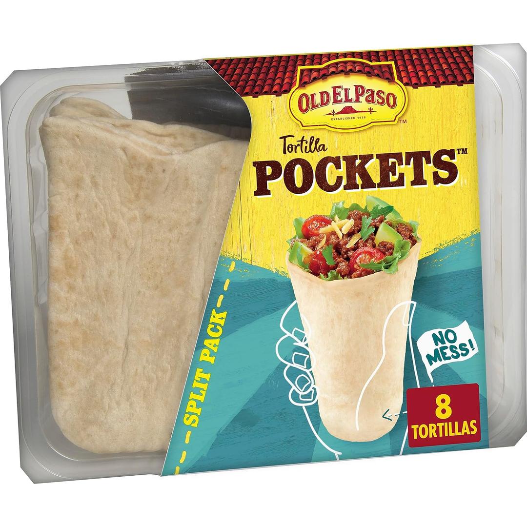 Old El Paso Flour Tortilla Pockets, Meal Prep, 8 Ct, 8.4 oz (EXP 01/15/27)