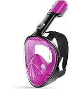 Greatever Full Face Snorkel Mask, Snorkeling Gear for Adults with Latest Dry Top Breathing System and Detachable Camera Mount, Foldable Snorkel Mask Adult, Snorkels Anti-Fog（Purple）