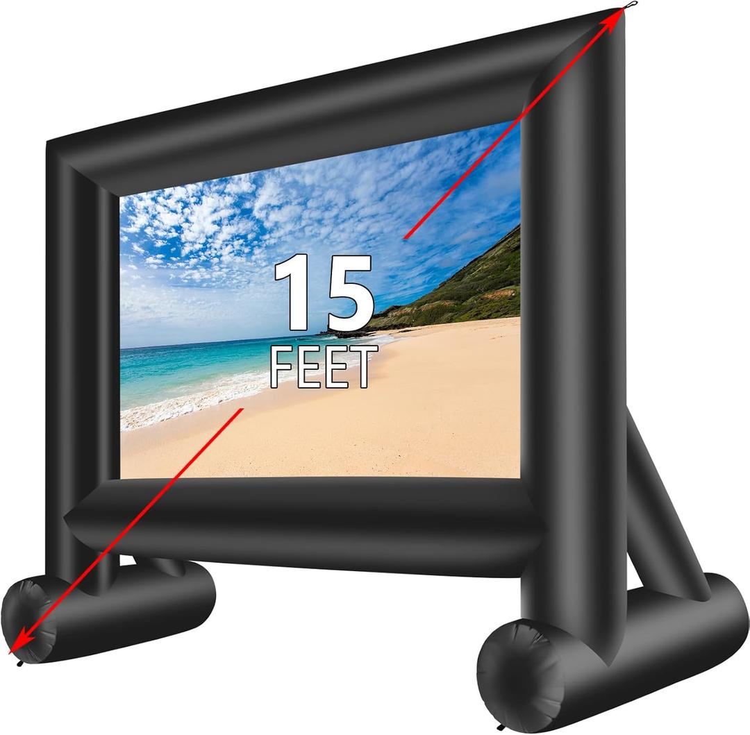 XHYCPY Inflatable Projector Screen 15ft Inflatable Movie Screen Outdoor with Air Blower and Storage Bag, Easy Set up, Front and Rear Projection for Outdoor Movie Night Backyard Pool Fun