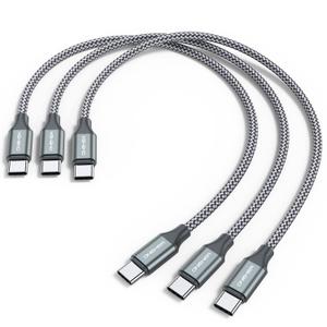 USB C to C Cable (3 Pack 1ft),Short USB Type C Fast Charging Nylon Braided Charger Cord Compatible with iPhone 17 16 Pro/15 Pro Max Android Samsung Galaxy S24 S23 S22,MacBook Pro, iPad Pro USB-C