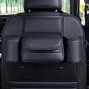 Generic Car Back Seat Organizer Hanging Car Storage Bag Automotive Seat Back Organizers Leather Car Storage Pocket with Tissue Holder
