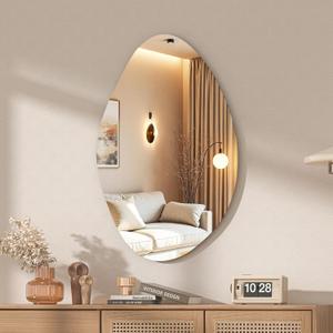 Hasipu Irregular Wall Mirror - 31"x20" Asymmetrical Frameless Mirror, Modern Decorative Mirrors for Living Room, Entryway, Hallway, Bathroom, Bedroom,Wall Mounted Home Decor