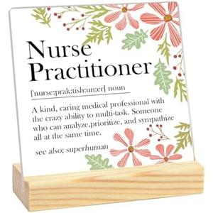 Nurse Practitioner Gifts for Women, Nurse Gifts for Women, Nursing School Gifts for Students Doctor, NP Definition Acrylic Sign Decorations for Office DEsk 4 x 4 inch 2 Pack