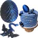 3D Printed Dragon Egg Fantasy Dragon Cake Topper Dragon Eggs Cake Decor Blue Black Balls Cake Decor for Baby Shower Birthday Wedding Party Supplies