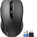 TECKNET Bluetooth Mouse, 4000DPI Wireless Mice for Laptop 2-in-1(BT 5.0/3.0+2.4Ghz) Computer Portable PC Mouse Wireless with USB Receiver for Mac (USB-A/C+Bluetooth, Black)