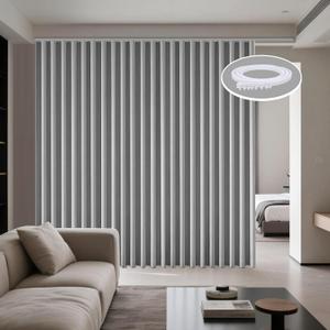 Room Divider Curtains Flexible Ceiling Track Set 15ft Extra Wide Blackout Thermal Insulated Ceiling Mount Drapes with Hooks for Living Room Bedroom, Privacy Divider, White Rail 1 Panel 180"x108" Grey
