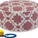 Kozyard Inflatable Ottoman Stool - Portable Round Pouf for Indoor/Outdoor Use - Perfect Small Foot Rest or Seating for Kids and Adults - Ideal for Camping or Home (Vintage Red)