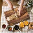 3 Pcs Acacia Wood Scalloped Cutting Board Set, Decorative Cutting Boards Bread Charcuterie Board for Cottagecore Kitchen Grandmillenial Decor Cheese Meat Fruit Bread Chopping Blocks (Classic Style)