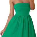 ZESICA Women's Summer Strapless Mini Dress 2026 Casual Off Shoulder A Line Swing Boho Beach Vacation Party Short Dresses (Green, XL)