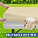Homing Rectangle Table Cloth Cover, Waterproof Polyester Elastic Fitted Tablecloth, Fits for 8 Foot Folding Tables, Washable Table Protector for Picnic, Camping, Outdoor (Champagne, 30" x 96")