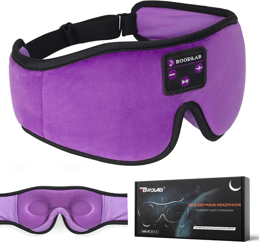 Sleep Headphones 3D Sleep Mask with Bluetooth 5.4 Headphones for Side Sleepers, Wireless Music Headband with Ultra-Thin Stereo Speakers, Long Playtime Battery Adjustable & Blackout for Men Women