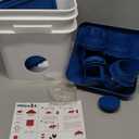 Chicken Feeder No Waste 20 lb with 4 Ports, Rain Proof Gravity Feed Chick Feeders Bucket (Blue)